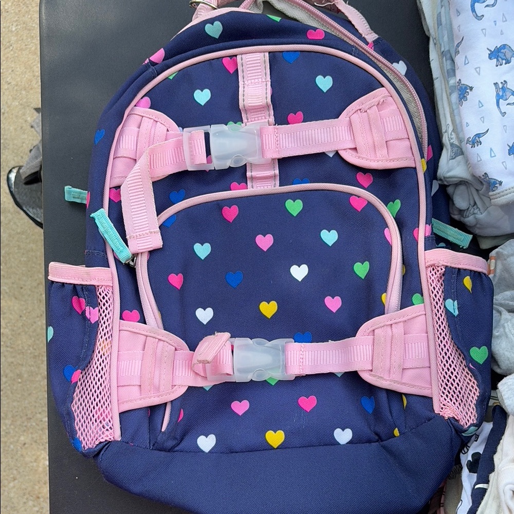 Kids Heart Pattern Backpack - Pink and Blue